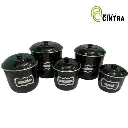 Imagem de Jogo de Porta Mantimentos Lata Potes Arroz 5 pecas em Alumínio