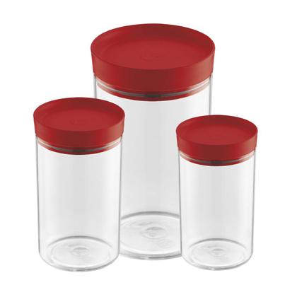 Imagem de Jogo De Porta Mantimentos Potes Acrílico 3 Peças Com Tampa UZ Várias Cores