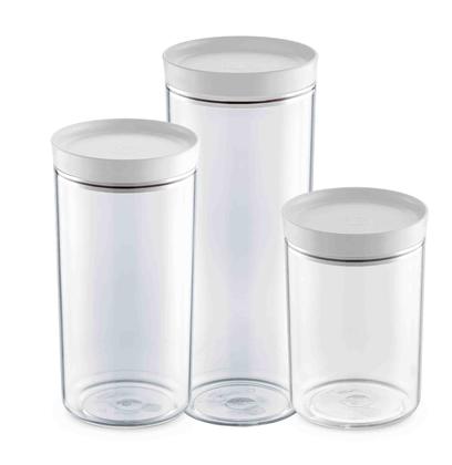 Imagem de Jogo De Porta Mantimentos Potes Acrílico 3 Peças Com Tampa UZ Várias Cores