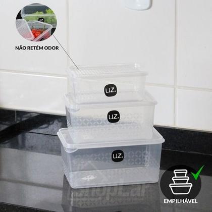 Imagem de Jogo De Potes 3 Peças Uz Multiuso 3l, 2l E 1 Litros Bpa Free Transparente