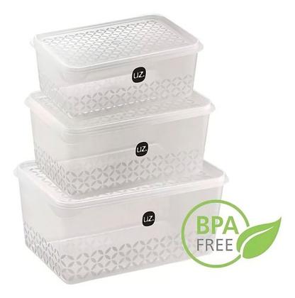 Imagem de Jogo De Potes 3 Peças Uz Multiuso 3l, 2l E 1 Litros Bpa Free Transparente