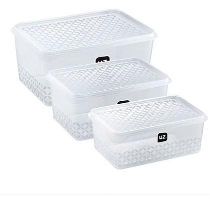 Imagem de Jogo De Potes 3 Peças Uz Multiuso 3l, 2l E 1 Litros Bpa Free Transparente