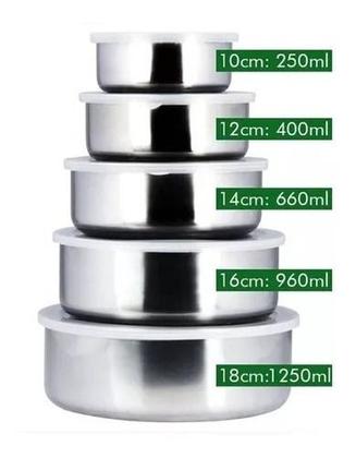 Imagem de Jogo De Potes Com Tampa Vasilhas Aço Inox C/ 5 Peças