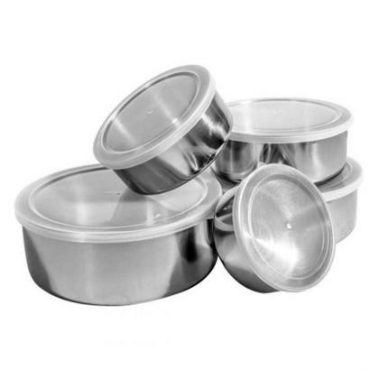 Imagem de Jogo De Potes Em Aço Inox Com Tampa Plástica 5 Peças Ke Home