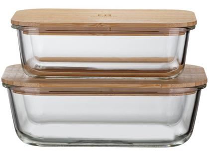 Jogo de Potes Hermético Electrolux com Tampa - Retangular Bambu 2 Peças