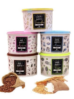 Imagem de Jogo De Potes Para Arroz Feijão Café Açúcar Farinha