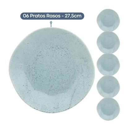 Imagem de Jogo De Pratos Aparelho De Jantar Porcelana 30 Peças Oxford Blue Bay Kit Completo