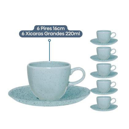 Imagem de Jogo De Pratos Aparelho De Jantar Porcelana 30 Peças Oxford Blue Bay Kit Completo