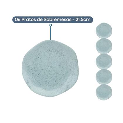 Imagem de Jogo De Pratos Aparelho De Jantar Porcelana 30 Peças Oxford Blue Bay Kit Completo