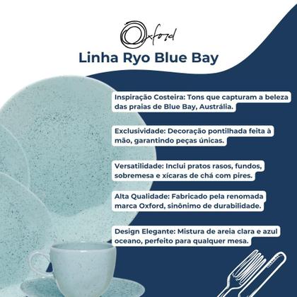 Imagem de Jogo De Pratos Aparelho De Jantar Porcelana 30 Peças Oxford Blue Bay Kit Completo