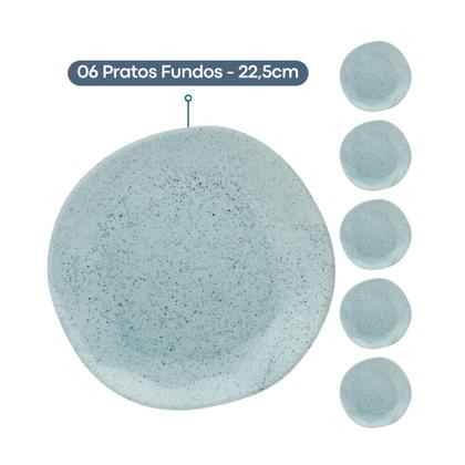 Imagem de Jogo De Pratos Aparelho De Jantar Porcelana 30 Peças Oxford Blue Bay Kit Completo