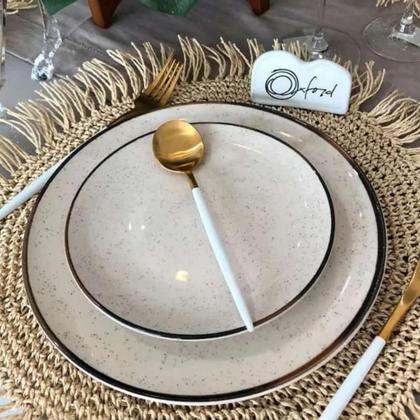 Imagem de Jogo De Pratos Aparelho De Jantar Porcelana 30 Peças Oxford Unni Brisa Kit Completo