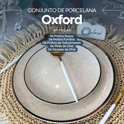 Imagem de Jogo De Pratos Aparelho De Jantar Porcelana 30 Peças Oxford Unni Brisa Kit Completo