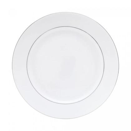 Imagem de Jogo de Pratos Aparelho Jantar Kit 18 Peças Luxo Borda Prata Porcelana Branco Mônaco Wolff