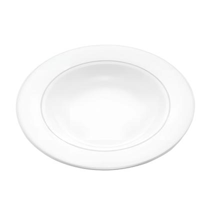 Imagem de Jogo de Pratos Aparelho Jantar Kit 18 Peças Luxo Borda Prata Porcelana Branco Mônaco Wolff