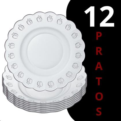 Imagem de Jogo De Pratos Fundos 12 Peças Em Vidro Para Almoço/Janta