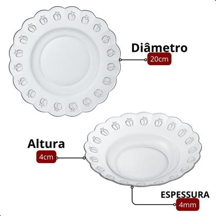 Imagem de Jogo De Pratos Fundos 12 Peças Em Vidro Para Almoço/Janta