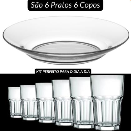 Imagem de Jogo De Pratos Fundos Aparelho De Jantar Em Vidro 12 Peças