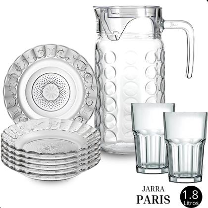 Imagem de Jogo De Pratos Fundos Com Jarra E Copos 13 Peças Em Vidro