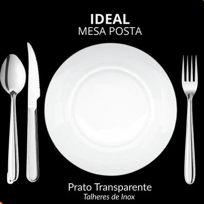 Imagem de Jogo De Pratos Fundos E Copos C/30 Peças Aparelho de Jantar Em Vidro Com Talheres