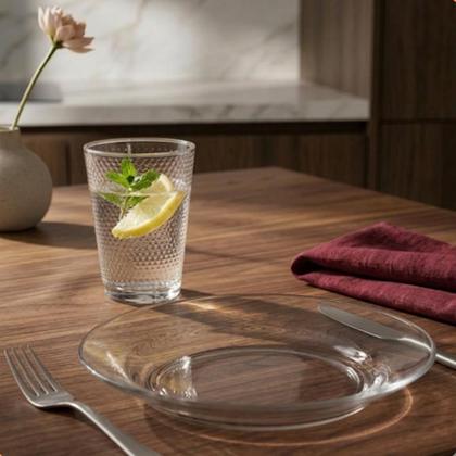 Imagem de Jogo De Pratos Fundos Kit 6 Peças Em Vidro Almoço E Jantar