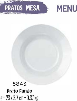 Imagem de Jogo de Pratos Menu Fundo 23cm Branco Almoço Jantar 12 uni