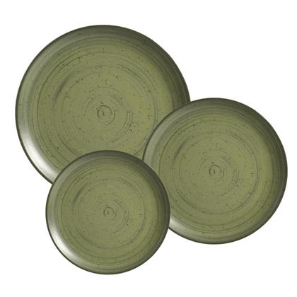 Imagem de Jogo De Pratos Raso Cerâmica Kit 4 Peças 29cm Kya Olive Alleanza Rustico