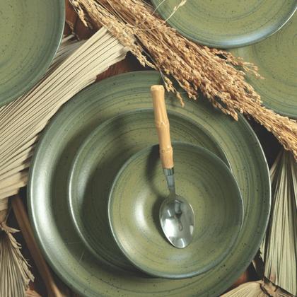 Imagem de Jogo De Pratos Raso Cerâmica Kit 6Pc 29Cm Kya Olive Alleanza