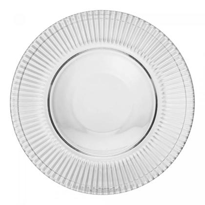 Imagem de Jogo de Pratos Raso Jantar Refeição 25cm Kit 6 Peças Renaissance De Cristal Lyor Transparente