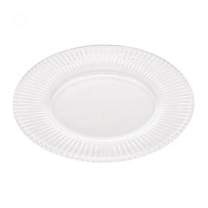 Imagem de Jogo de Pratos Raso Jantar Refeição 25cm Kit 6 Peças Renaissance De Cristal Lyor Transparente