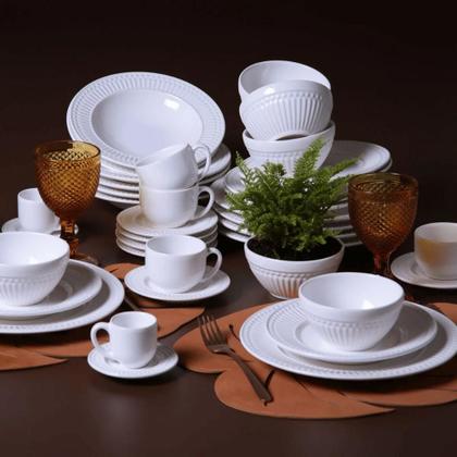 Imagem de Jogo De Pratos Raso Jantar Refeição 26Cm Kit 4 Peças Roma