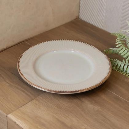 Imagem de Jogo de Pratos Raso Jantar Refeição 27cm Kit 6 Peças Linear Cerâmica Lyor Rustico