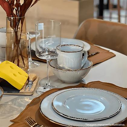 Imagem de Jogo de Pratos Raso Jantar Refeição 27cm Kit 6 Peças Linear Cerâmica Lyor Rustico