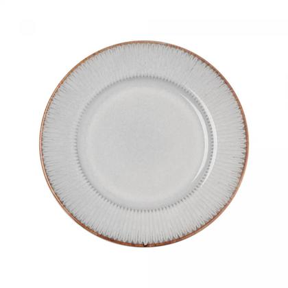 Imagem de Jogo de Pratos Raso Jantar Refeição 27cm Kit 6 Peças Linear Cerâmica Lyor Rustico