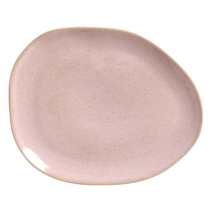 Imagem de Jogo De Pratos Raso Jantar Refeição 31cm Kit 6 Peças Oval Orgânico Litchi Rosa Cerâmica Porto Brasil