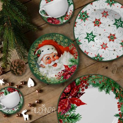 Imagem de JOGO DE PRATOS RASO NATAL ALLEANZA COM 6 UNIDADES - 1º LINHA