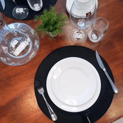 Imagem de Jogo De Pratos Rasos Jantar Refeição Kit 6 Peças 24cm Branco Com Aba Oxford