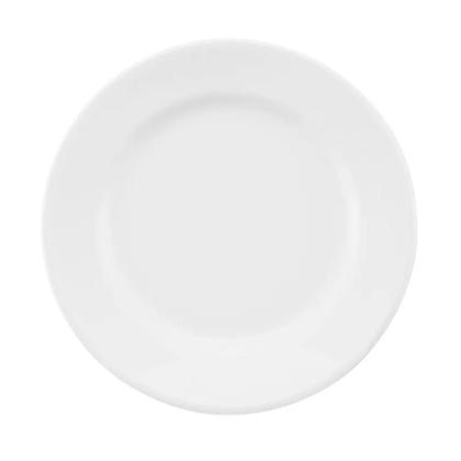 Imagem de Jogo De Pratos Rasos Jantar Refeição Kit 6 Peças 24cm Branco Com Aba Oxford