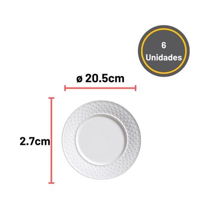 Imagem de Jogo De Pratos Sobremesa Porto Brasil Mezcla Branco Kit 6 Peças