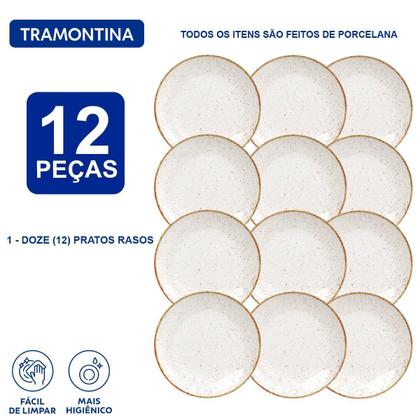 Imagem de Jogo De Pratos Tramontina Rústico Marrom Porcelana 12 Peças