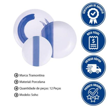 Imagem de Jogo de Pratos Tramontina Soho em Porcelana Decorada 12 Peças - 96589035