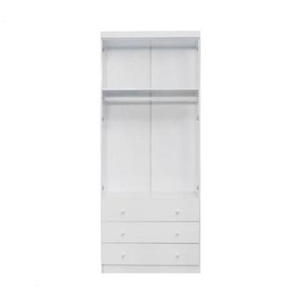 Imagem de Jogo de Quarto Algodão Doce MDF Roupeiro 2 Portas + Cômoda + Berço 2x1 Branco c/ Colchão - Bela Móveis