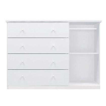 Imagem de Jogo de Quarto Algodão Doce MDF Roupeiro 2 Portas + Cômoda + Berço 2x1 Branco c/ Colchão - Bela Móveis