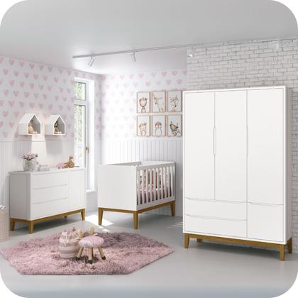 Imagem de Jogo De Quarto Bebê Completo 3 Portas Classic Branco