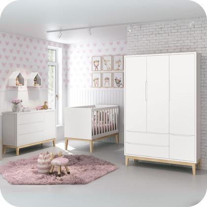 Imagem de Jogo De Quarto Bebê Completo 3 Portas Classic Branco