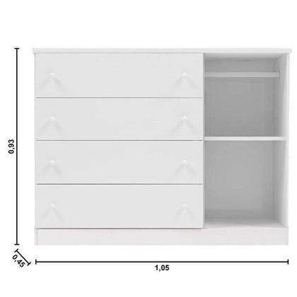 Imagem de Jogo De Quarto Bebê Kit Gêmeos Guarda Roupa 4 Portas, Cômoda 4 Gavetas e 2 Berços