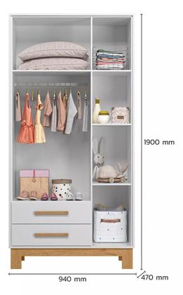 Imagem de Jogo De Quarto Bebê Sophia Completo Com Armário Cômoda Berço Slim Branco Acetinado - Móveis Leartam