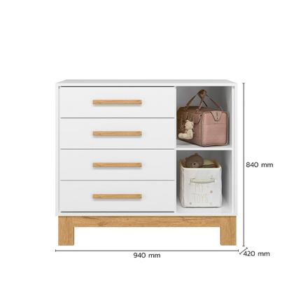 Imagem de Jogo De Quarto Bebê Sophia Completo Com Armário Cômoda Berço Slim Branco Acetinado - Móveis Leartam