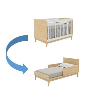 Imagem de Jogo de Quarto Bebê Tomi Quater 3 Peças  Berço 2 em 1, Cômoda e Guarda Roupa 4 Portas MDF Branco com Carvalho