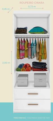 Imagem de Jogo de Quarto Chiara 4 Peças - Roupeiro 2 portas, Módulo Aéreo e Cama com Auxiliar - Phoenix Baby